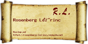 Rosenberg Lőrinc névjegykártya